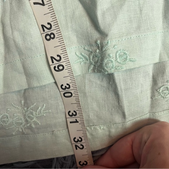 Symple NYC Mint Green 100% Linen Embroidered Tunic Blouse Size 2X NWT - Picture 5 of 6